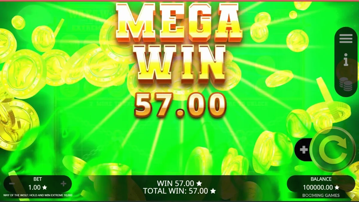Way of the Wolf Hold and Win Extreme 10,000 স্লট গেমের একটি দৃশ্য